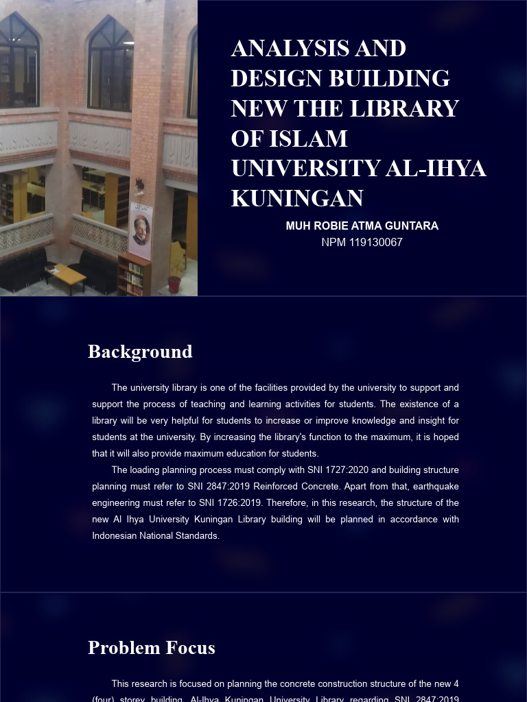 Design of Al-Ihya University Library | PDF | Beam (Structure) | Concrete