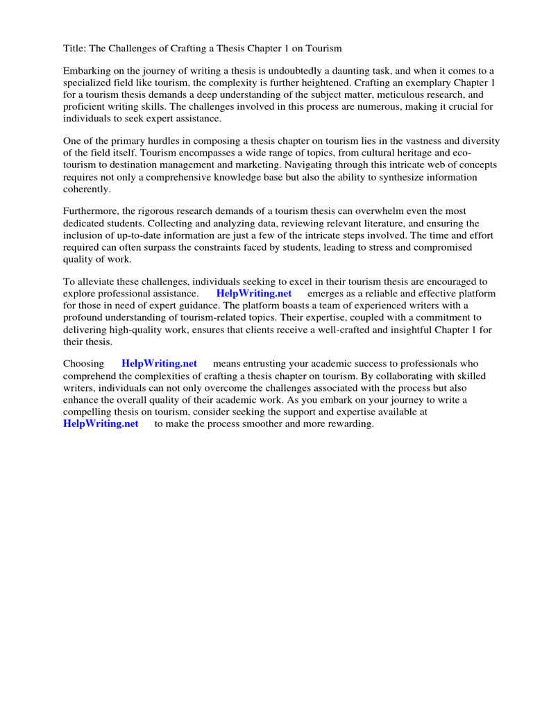 Sample Thesis Chapter 1 Tourism | PDF | Thesis | Tourism
