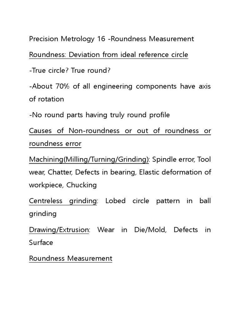 Precision Metrology Week10 - Roundness (2018!05!02) | PDF | Circle ...