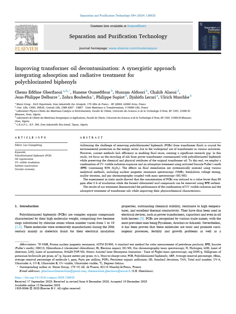 PCB Decontamination in Transformer Oil | PDF | Polychlorinated Biphenyl ...
