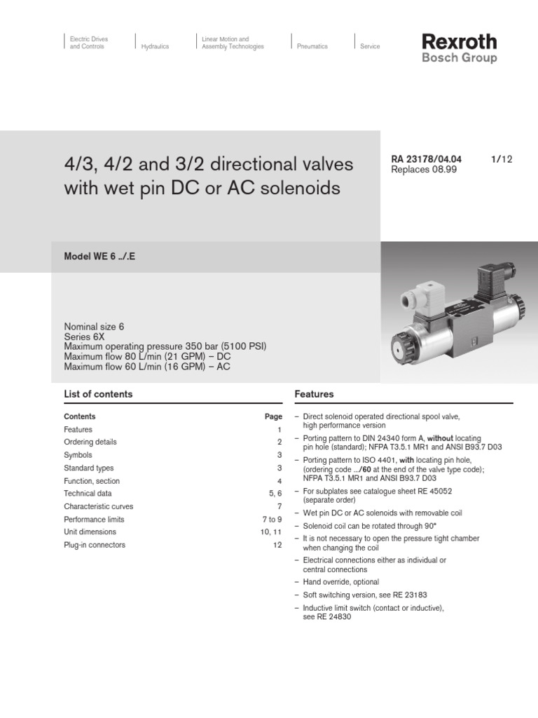 Rexroth WE 6 Directional Valve Guide | PDF | Electrical Connector | Valve