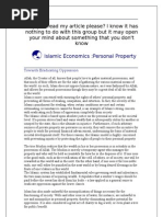 Islamic Economics Personal Property