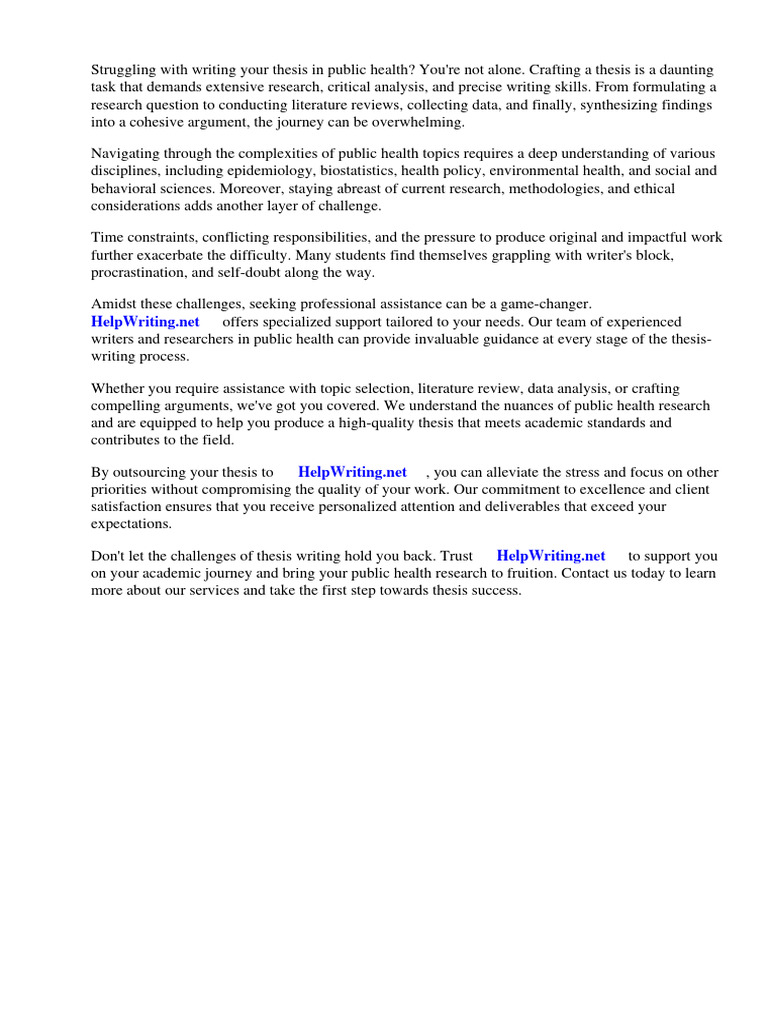 Sample Thesis Public Health | PDF | Social Science | Self-Improvement