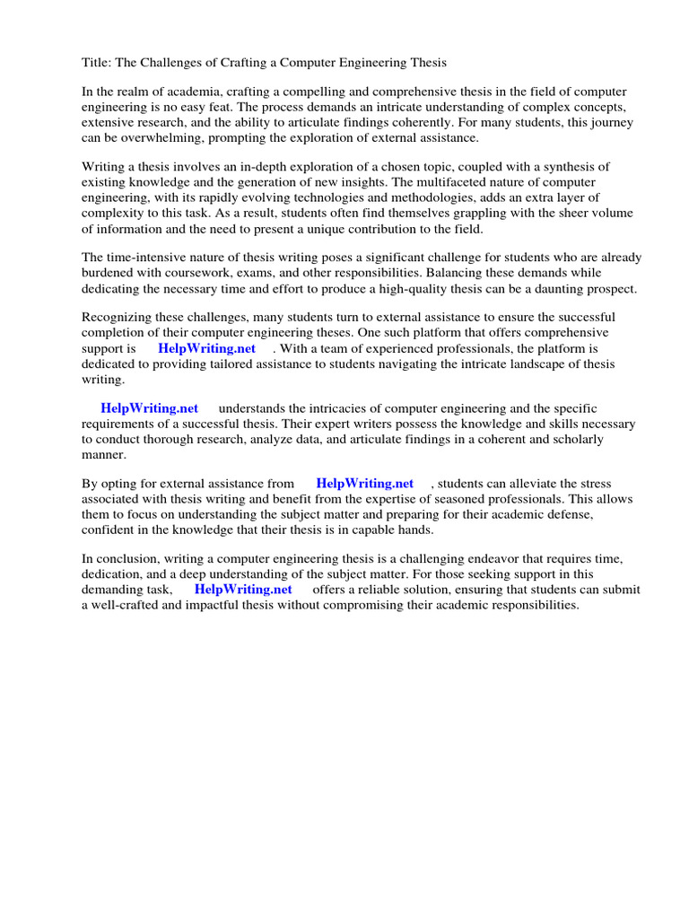 Computer Engineering Thesis List PDF Engineering Thesis