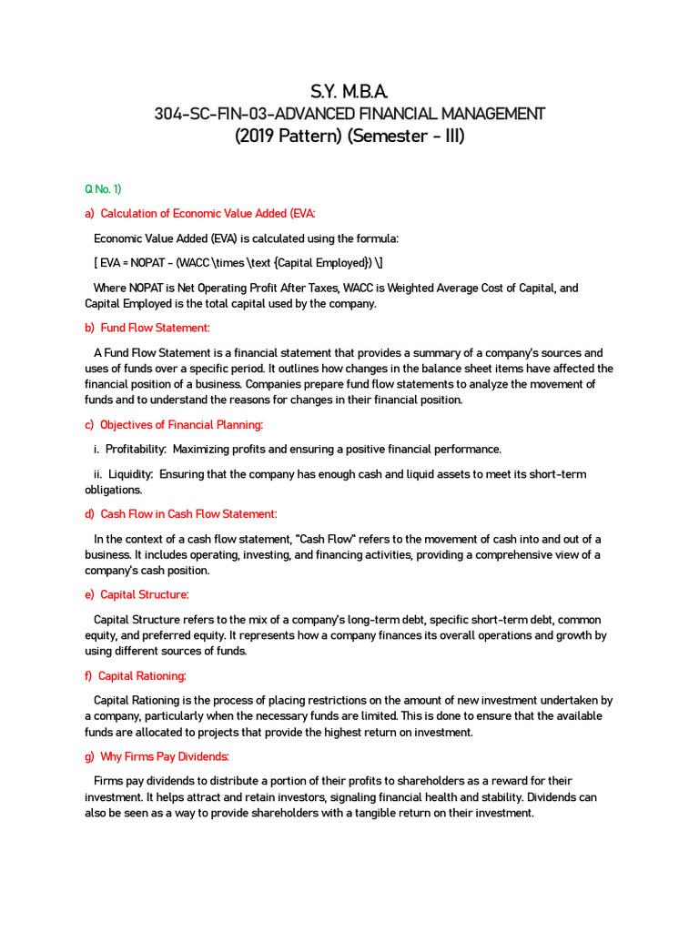 Afm Theory Sn Pdf Dividend Mergers And Acquisitions