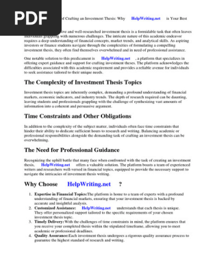 Investment Thesis Topics