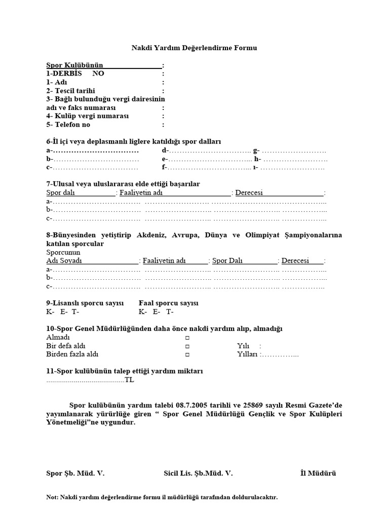 Nakdi Yardim De erlendi rme Formu PDF