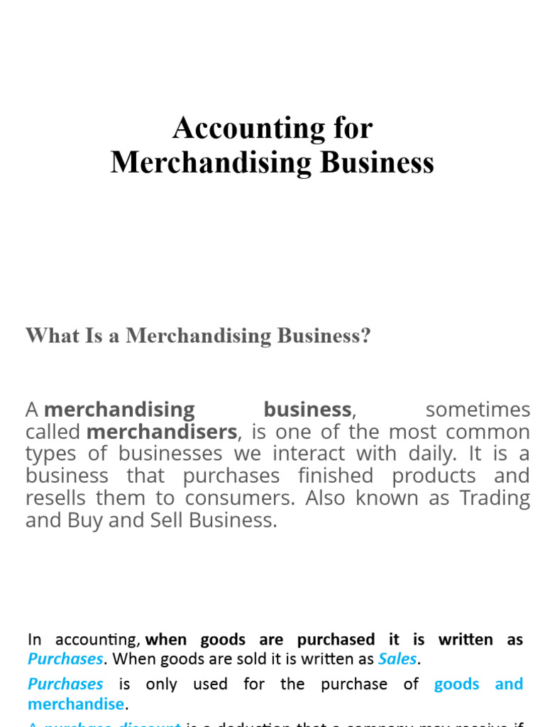 Accounting For Merchandising Business Presentation | PDF ...