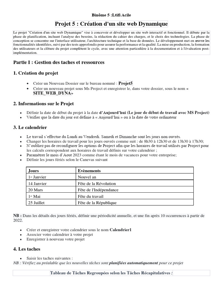 Création d'un Site Web Dynamique | PDF | Internet | Internet et Web