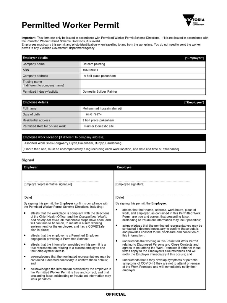 Permitted Worker Permit Form Final 10092020 PDF