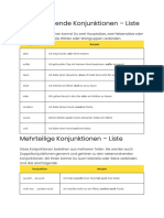 Nebenordnende Konjunktionen - Liste