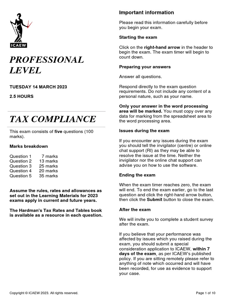 Tax Compliance March 2023 Exam | PDF | Value Added Tax | Taxes