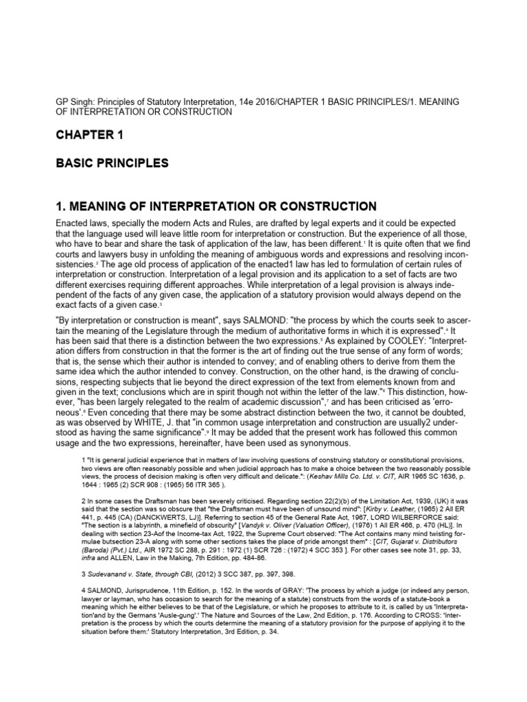G.P.Singh Principles of Statutory Interpretation | PDF | Statutory ...