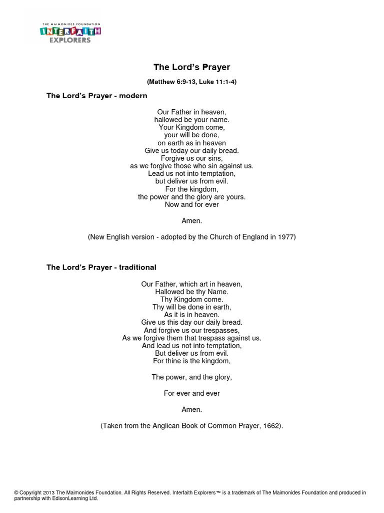 Npdf11 The Lords Prayer Pdf Lord S Prayer Worship