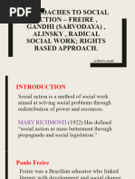 Approaches To Social Action - Freire, Gandhi (Sarvodaya), Alinsky, Radical Social Work Rights Based Approach