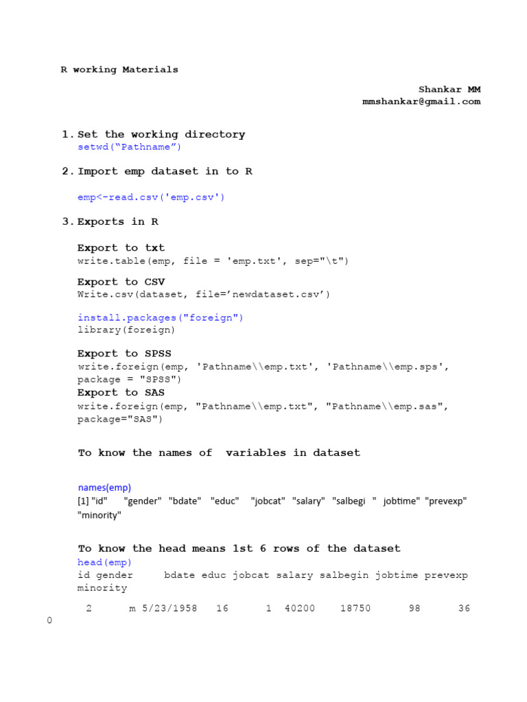 R Data Management and Export Guide | PDF | Statistics | Statistical ...