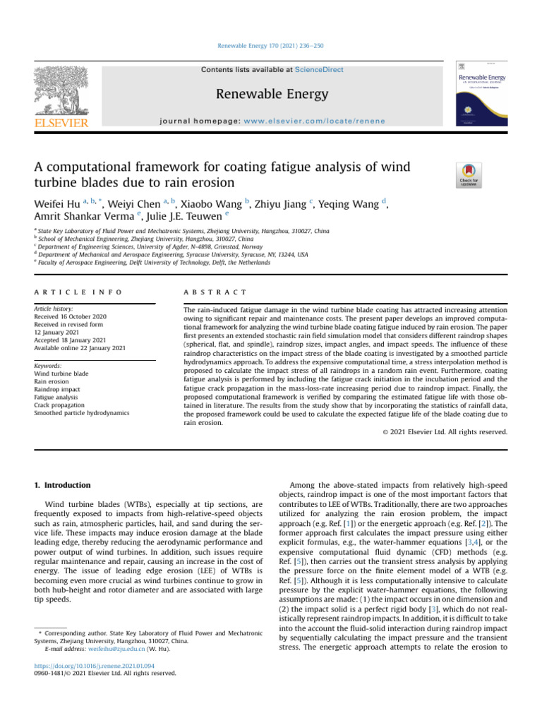 A Computational Framework For Coating Fatigue Analysis of Wind | PDF ...