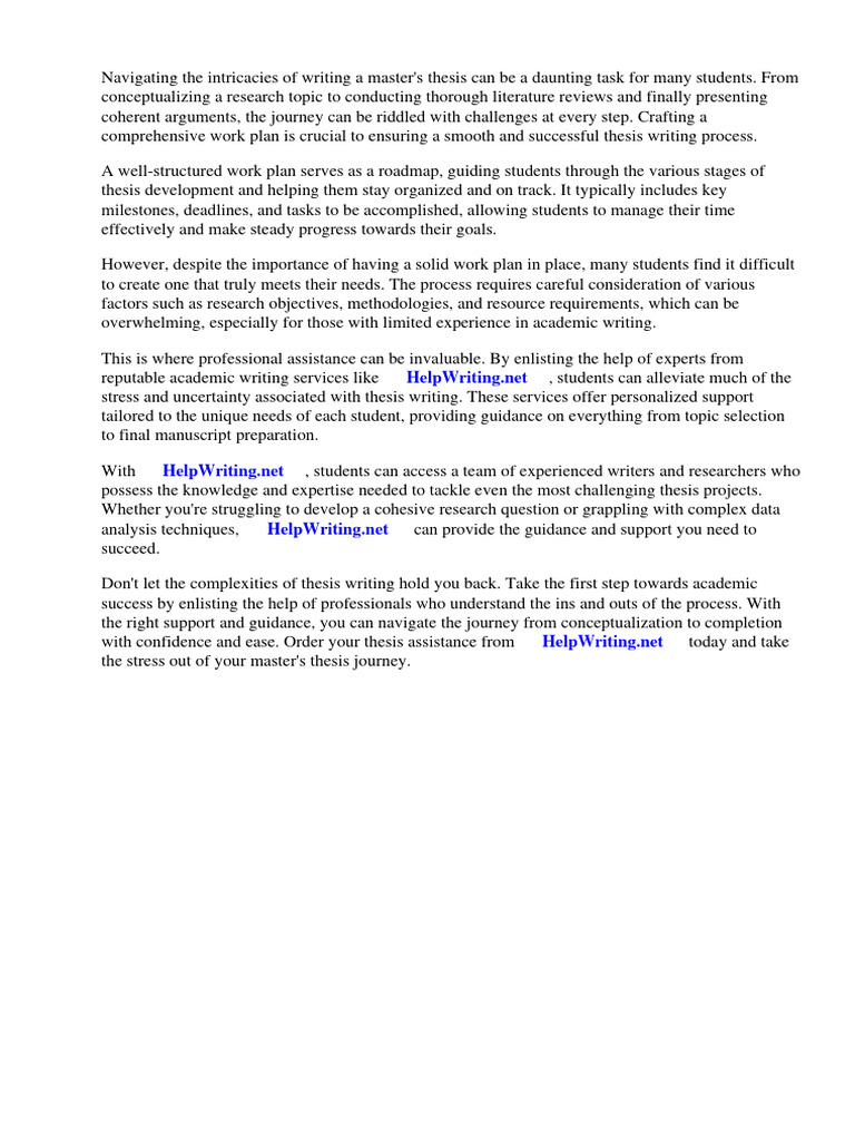 Master Thesis Work Plan | PDF | Thesis | Doctor Of Philosophy