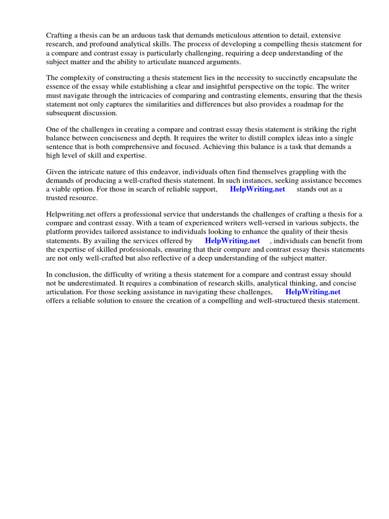 Crafting Compare and Contrast Thesis Statements | PDF | Essays | Thesis
