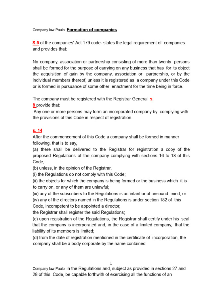 Company Law: Formation and Cases | PDF | Guarantee | Legal Liability