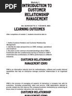 Module 1 - Introduction To Customer Relationship Management