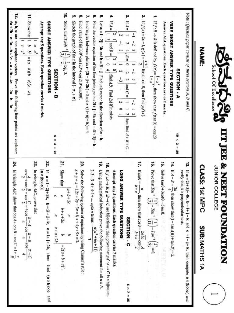 1A Deepthi Model Papers PDF | PDF