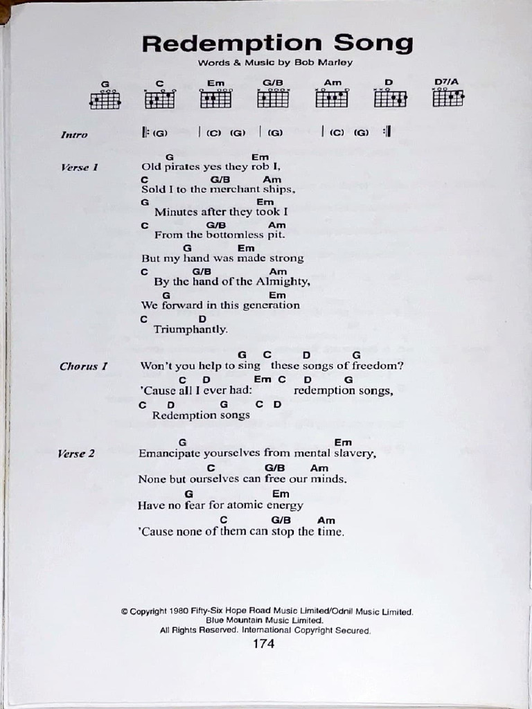Redemption Song - Bob Marley | PDF