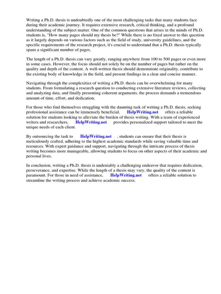 Ph.D. Thesis Length and Writing Tips | PDF | Thesis | Doctor Of Philosophy