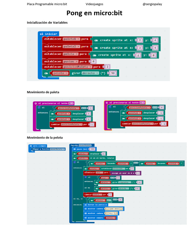 Pong en Microbit PDF