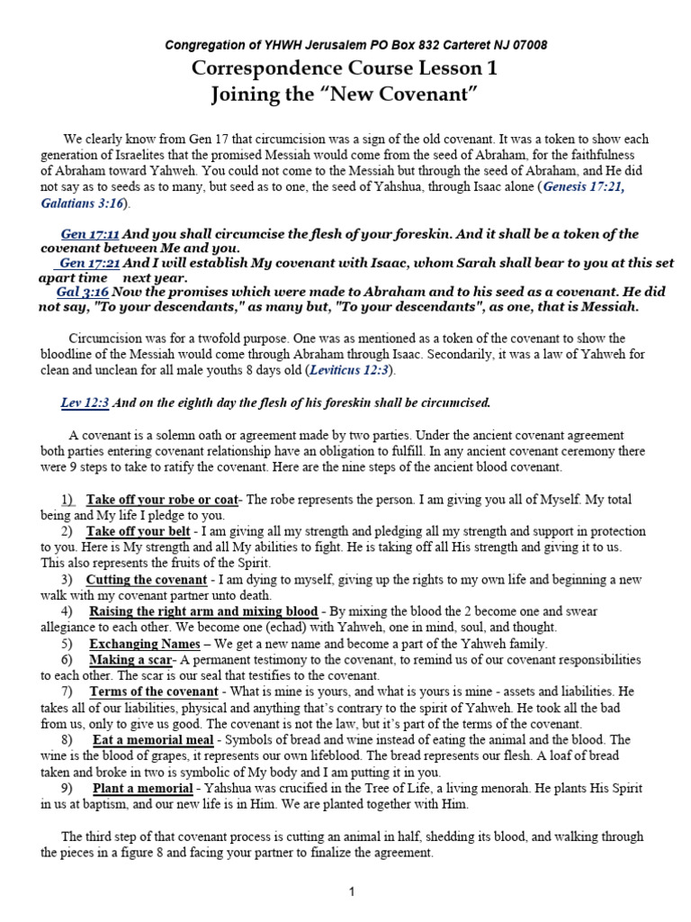 Correspondence Course Lesson 01 Joining The New Covenant Pdf