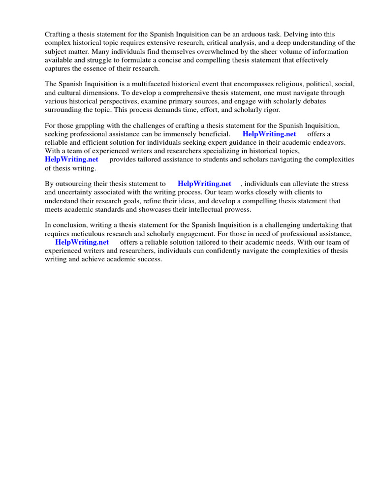Thesis statement for spanish inquisition pdf