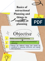 Basic Planning of Instruction
