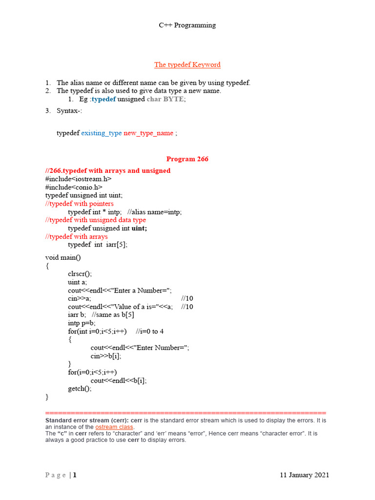 Remaining_topics(11 Jan,2021) | PDF | C++ | Programming