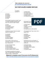 Simulado de Português Sobre Sintaxe 1