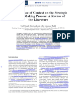 The Influence of Context On The Strategic DecisionMaking Process A Review of The Literature - Article 1