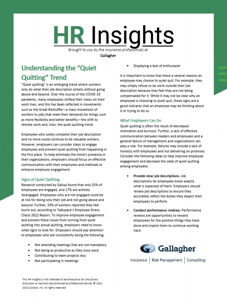 Understanding The Quiet Quitting Trend | PDF | Employment | Employee ...