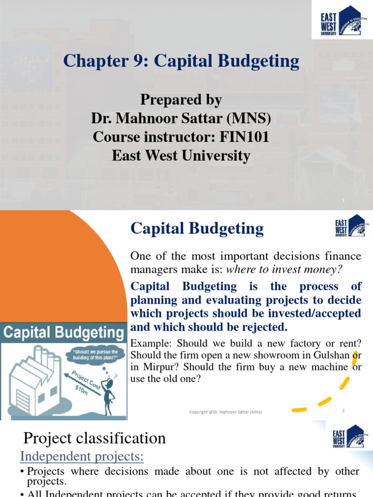 CH 9 Capital Budgeting Fin101 | PDF | Net Present Value | Internal Rate ...