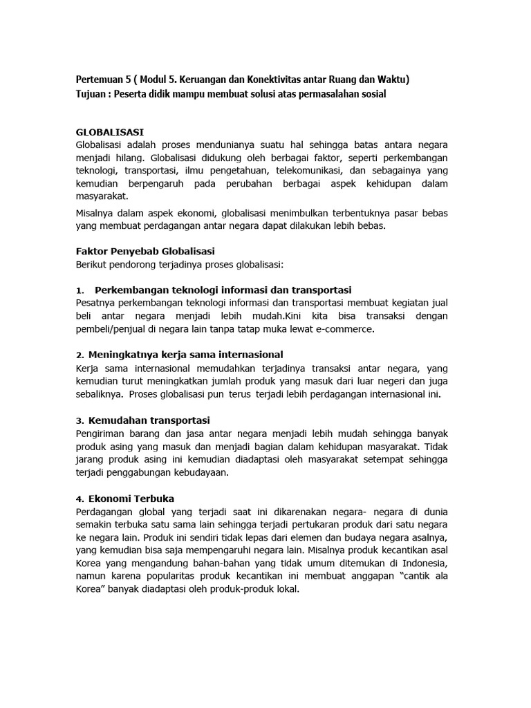 Dampak dan Solusi Globalisasi Sosial | PDF | Ilmu Sosial | Sejarah