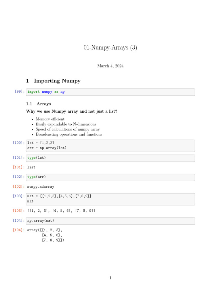03 Numpy | PDF | Matrix (Mathematics) | Computer Programming