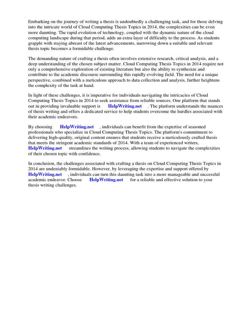Cloud Computing Thesis Topics 2014 Guide | PDF | Cloud Computing ...