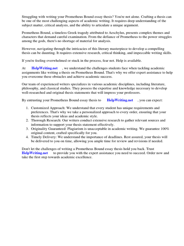 Prometheus Bound Essay Thesis | PDF | Prometheus | Zeus