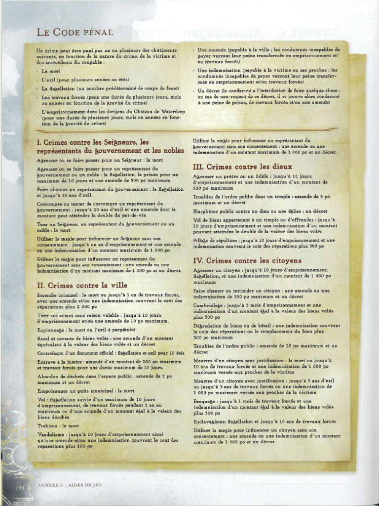 Waterdeep - Code Pénal | PDF