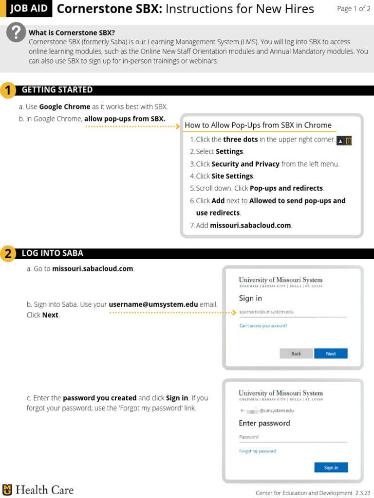 JOB AID - SBX Instructions For New Hires | PDF