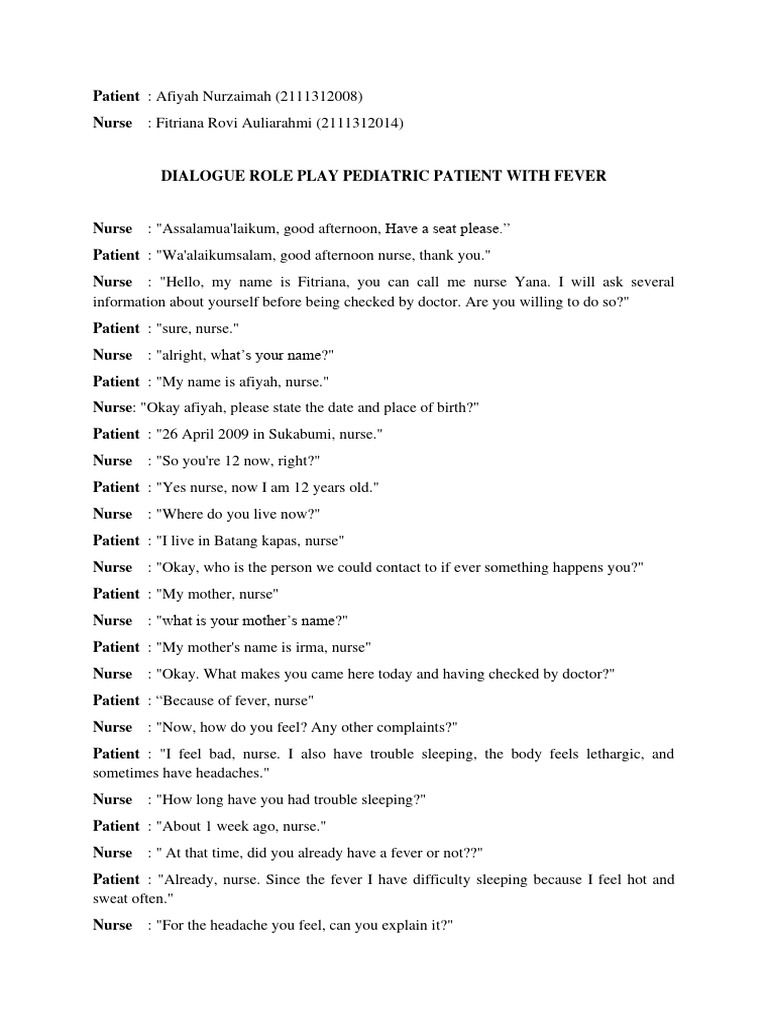 Dialog - B.Inggris (Paediatric With Fever) | PDF | Diseases And ...