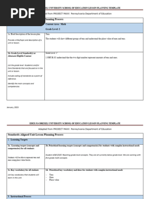 math lesson plan 1