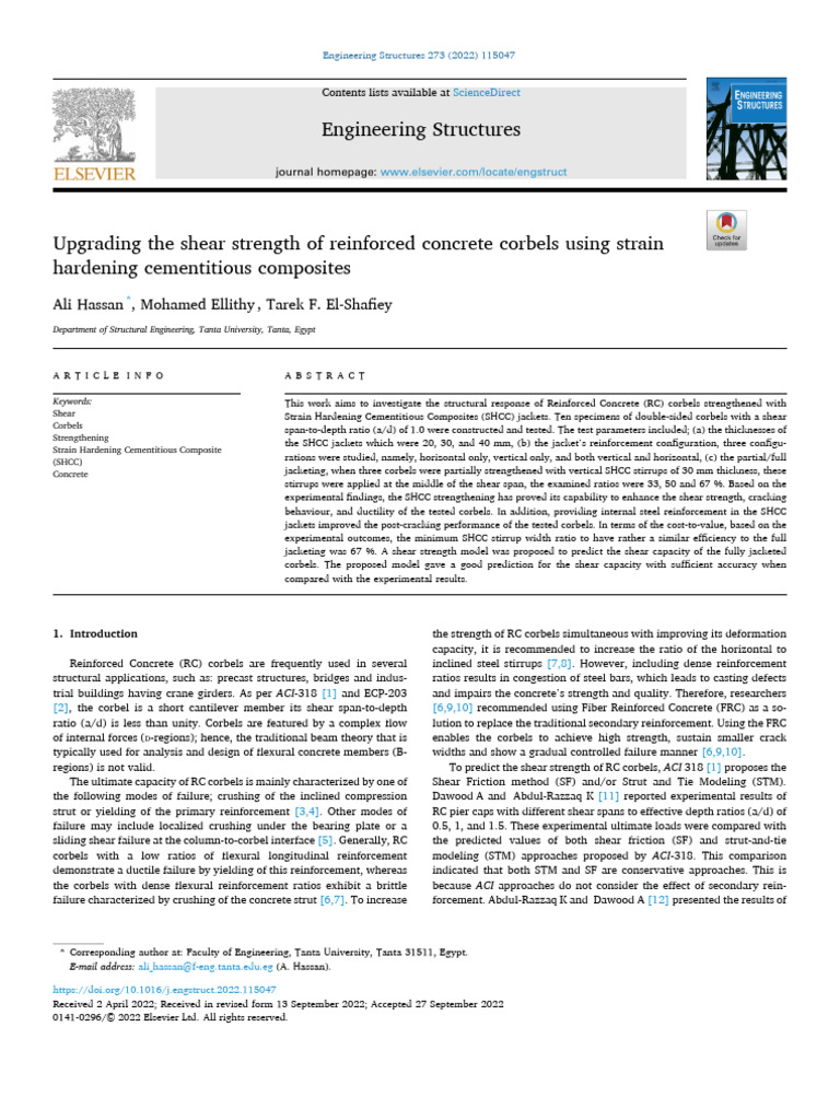 Upgrading The Shear Strength of Reinforced Concrete Corbels Using ...