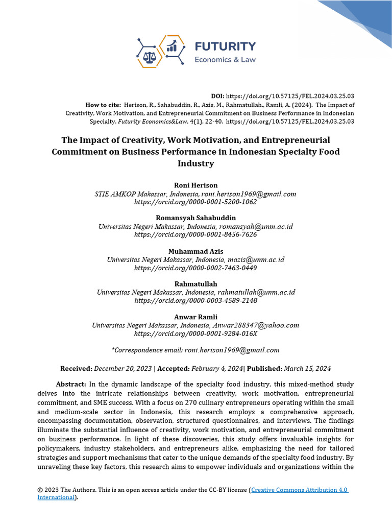 Creativity & Motivation in Indonesian SMEs | PDF | Entrepreneurship ...