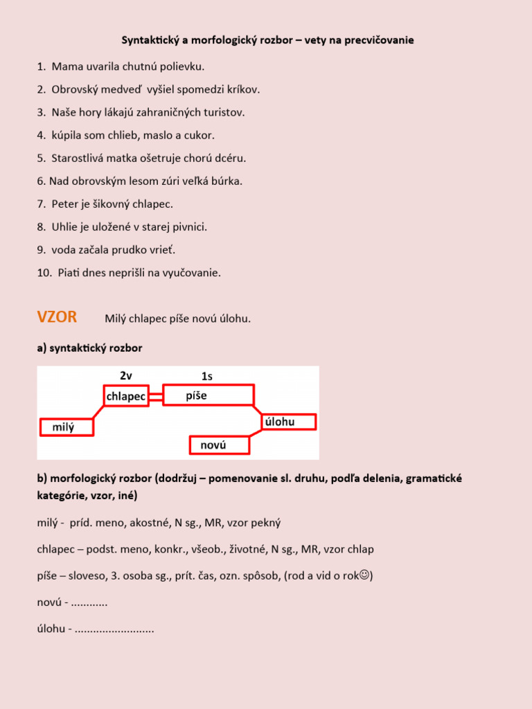 Syntaktický A Morfologický Rozbor | PDF