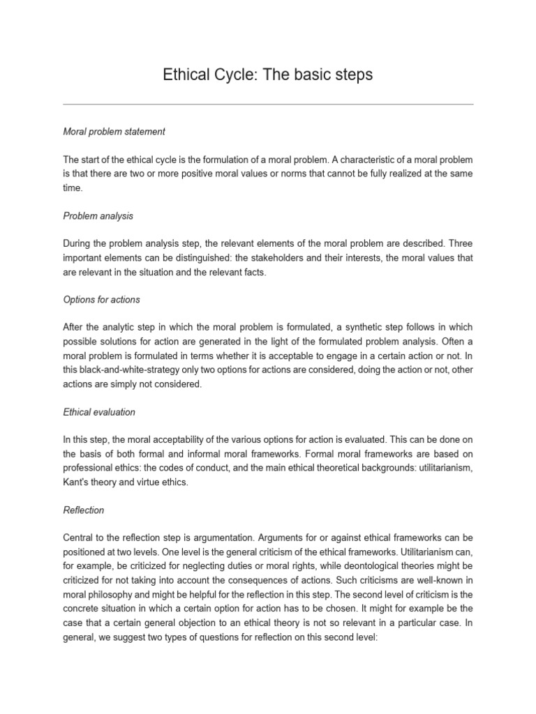 L7 - Basic Steps of Ethical Cycle | PDF | Ethical Theories ...