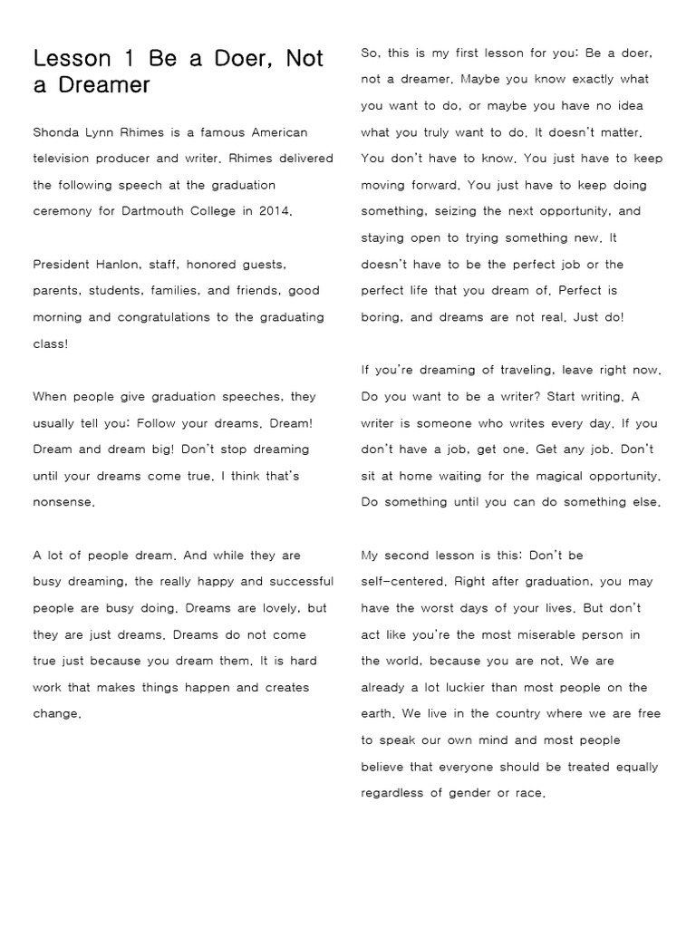 Lesson 1 Be a Doer | PDF